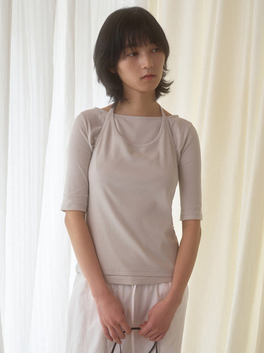 Mango Maniplease Noon Halter Tee Creamy Grey