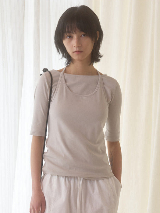 Mango Maniplease Noon Halter Tee Creamy Grey