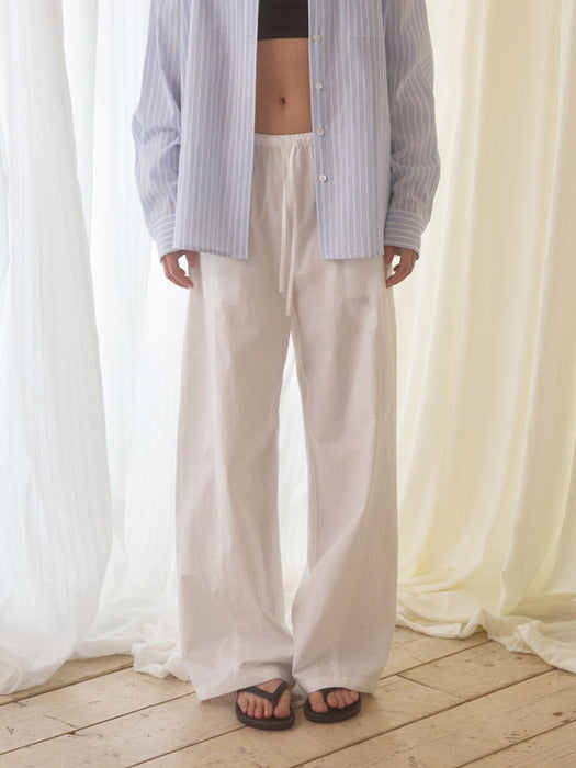 Mango Maniplease Salt Banding Pants White