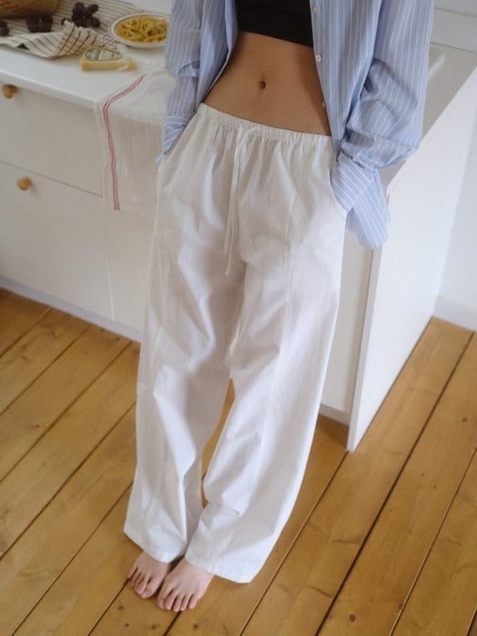 Mango Maniplease Salt Banding Pants White