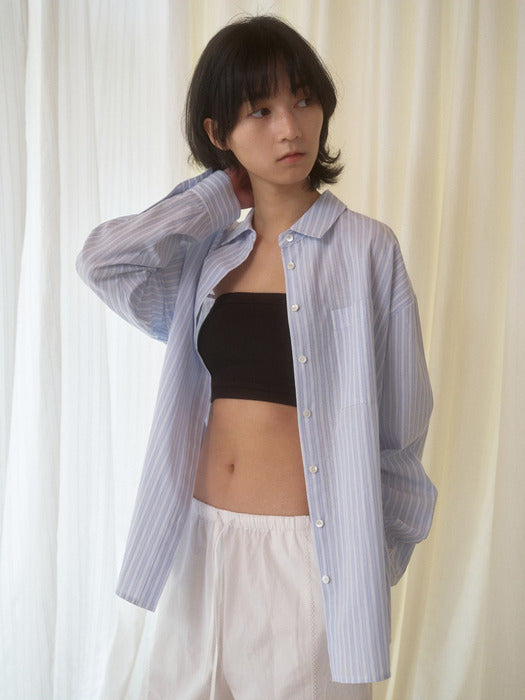 Mango Maniplease Moor Summer Shirt Blue Stripe