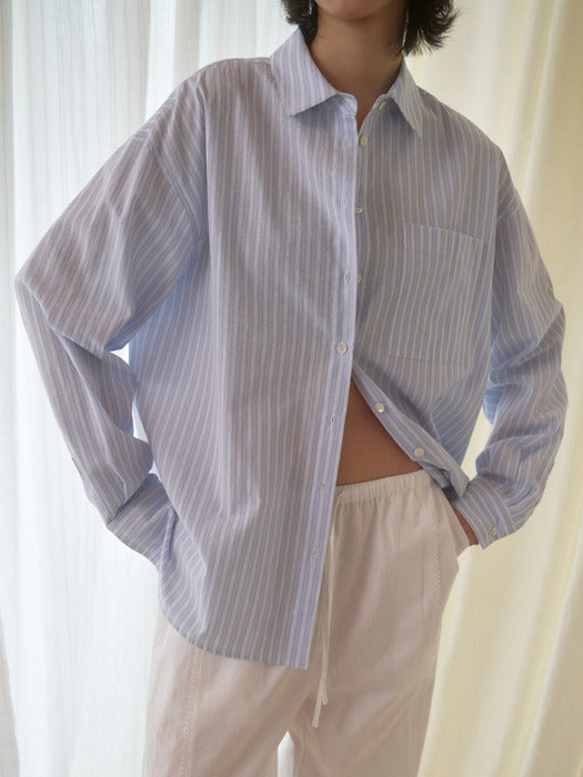 Mango Maniplease Moor Summer Shirt Blue Stripe