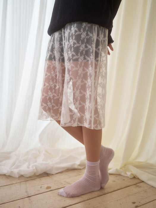 Mango Maniplease Sham Lace Skirt Ivory