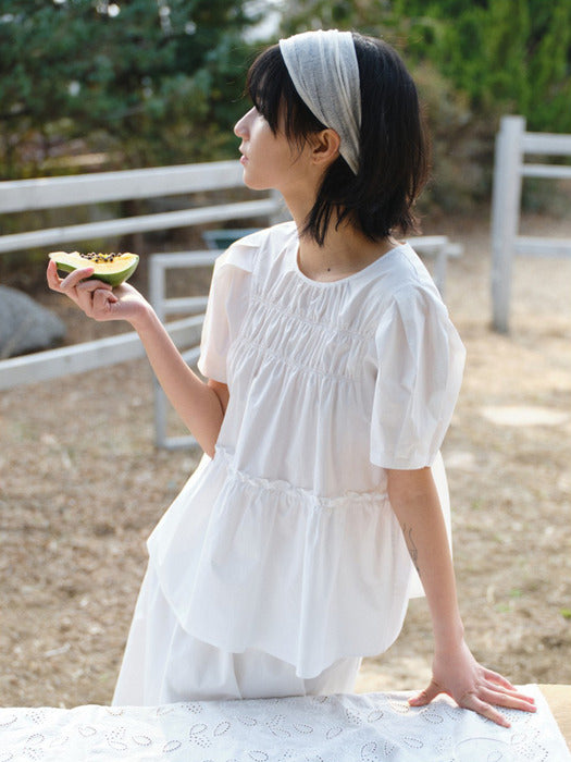 Mango Maniplease Chello Cotton Blouse Ivory