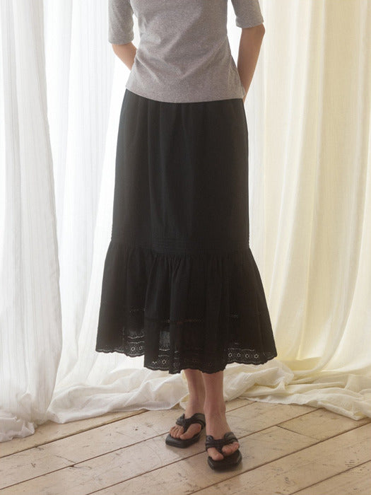 Mango Maniplease Cake Lace Skirt Black