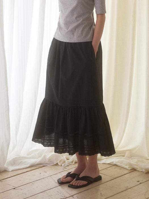 [Mango Maniplease] Cake Lace SKIRT_BLACK