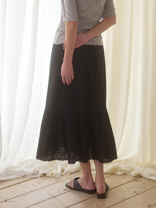 [Mango Maniplease] Cake Lace SKIRT_BLACK