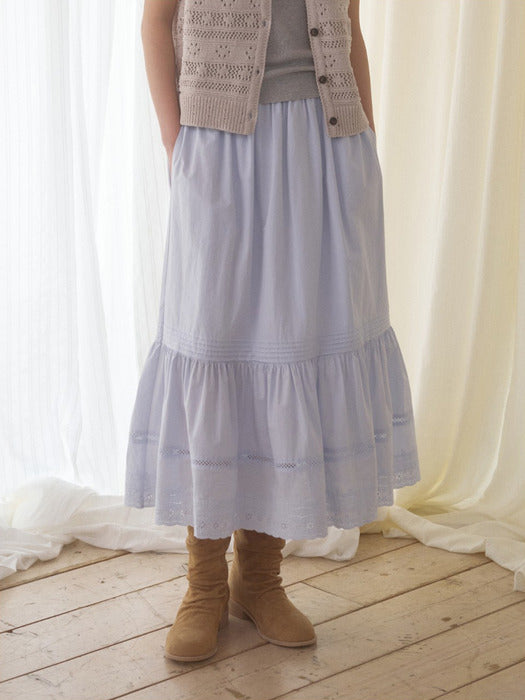 Mango Maniplease Cake Lace Skirt Light Blue