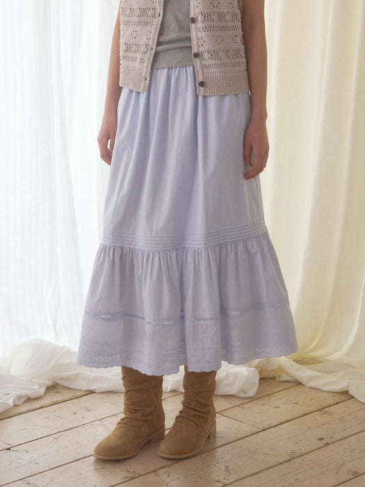Mango Maniplease Cake Lace Skirt Light Blue