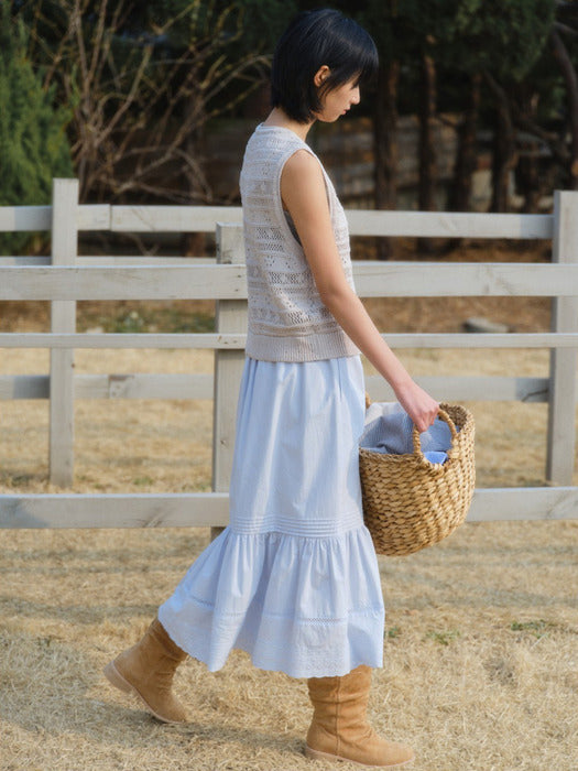 Mango Maniplease Cake Lace Skirt Light Blue