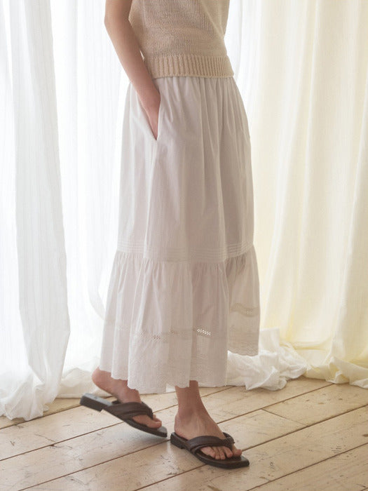 Mango Maniplease Cake Lace Skirt Ivory