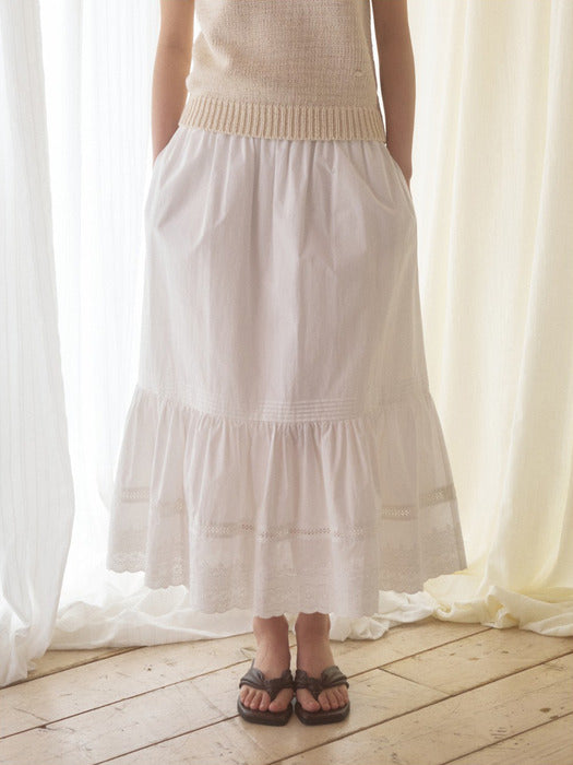 Mango Maniplease Cake Lace Skirt Ivory