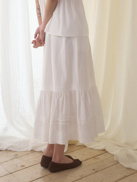 Mango Maniplease Cake Lace Skirt Ivory