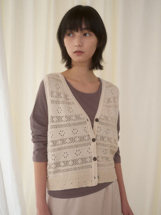 Mango Maniplease Elmo Knit Vest Natural