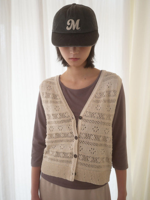 Mango Maniplease Elmo Knit Vest Natural