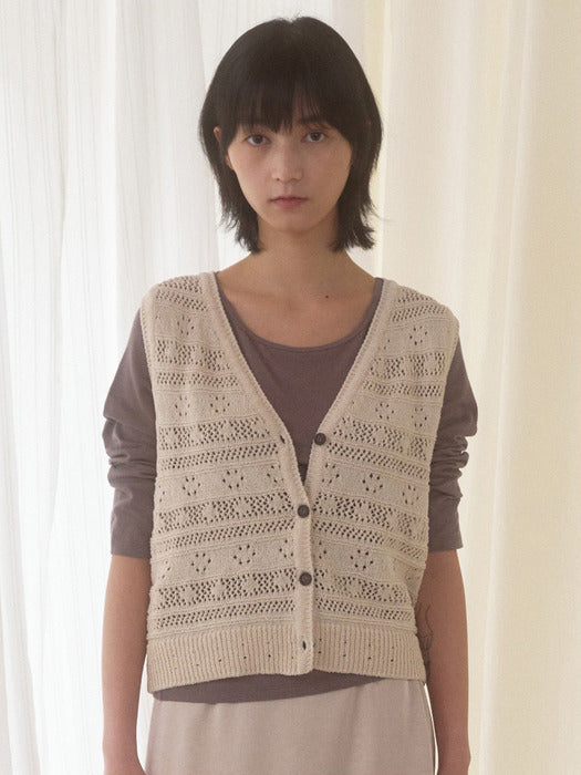 Mango Maniplease Elmo Knit Vest Natural