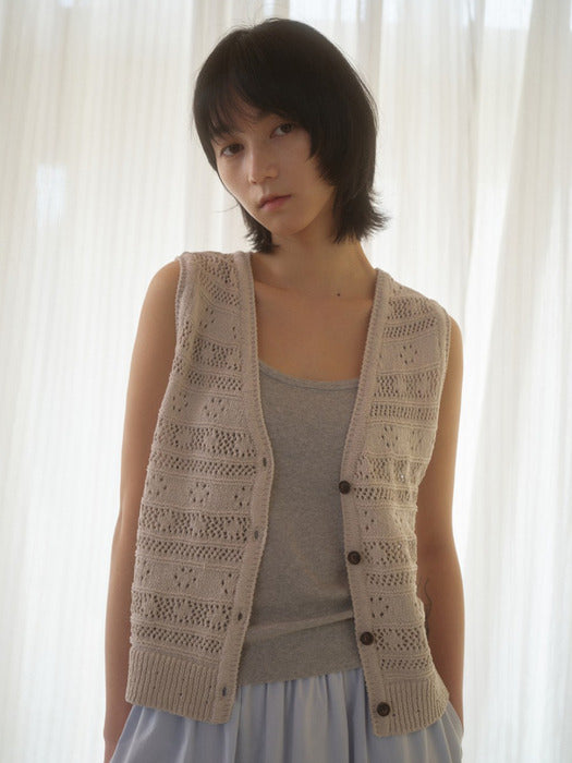 Mango Maniplease Elmo Knit Vest Greige