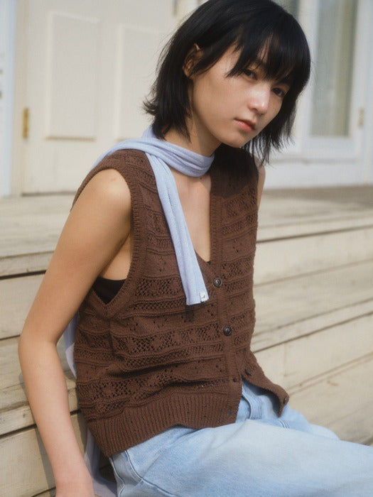 Mango Maniplease Elmo Knit Vest Brown