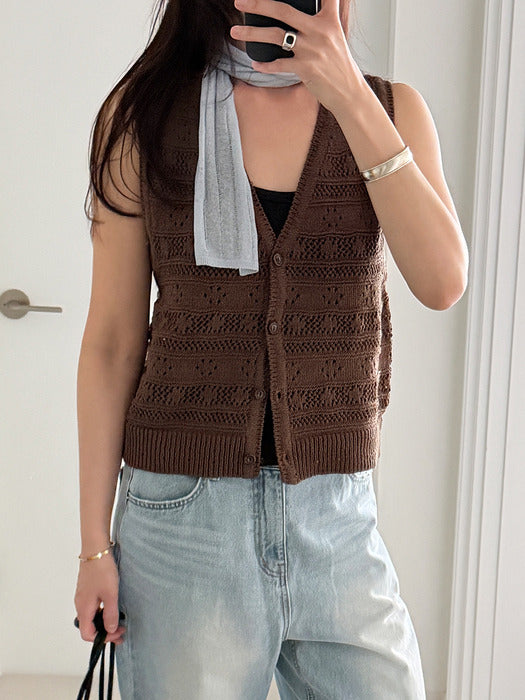 Mango Maniplease Elmo Knit Vest Brown