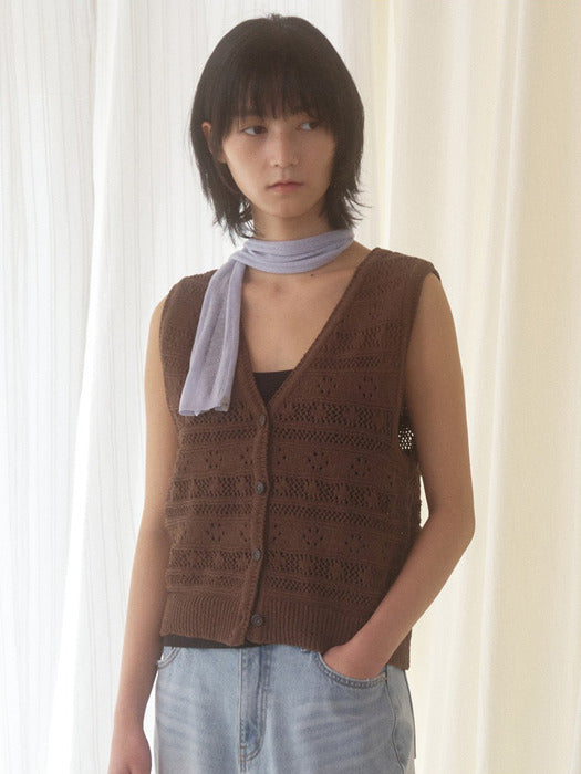 Mango Maniplease Elmo Knit Vest Brown