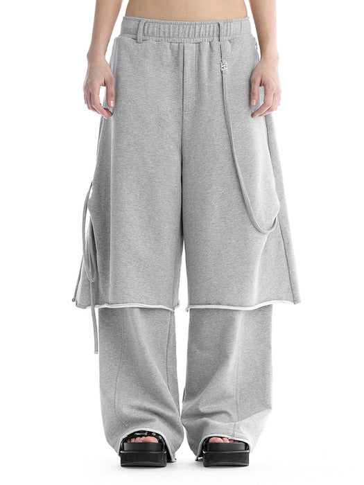 Wconcept_Treemingbird Tmb Layered Strap Sweat Pants [ Melange Gray ]