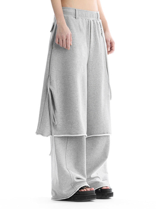 Wconcept_Treemingbird Tmb Layered Strap Sweat Pants [ Melange Gray ]