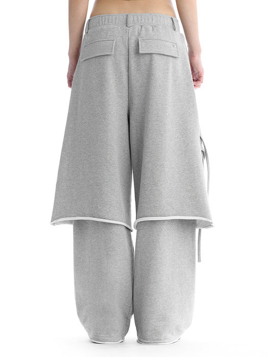 Wconcept_Treemingbird Tmb Layered Strap Sweat Pants [ Melange Gray ]