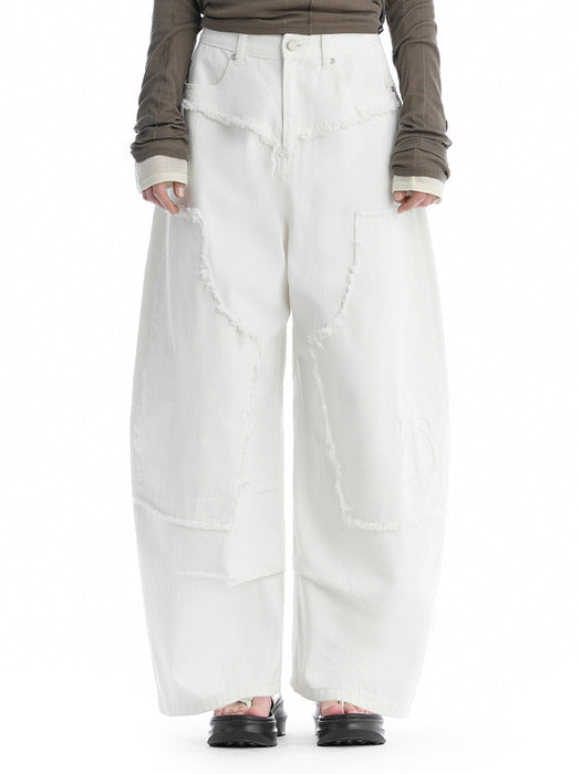 Wconcept_Treemingbird Double-Knee Balloon-Fit Denim Pants [ White ]