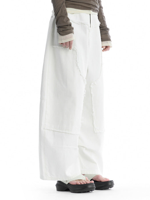 Wconcept_Treemingbird Double-Knee Balloon-Fit Denim Pants [ White ]