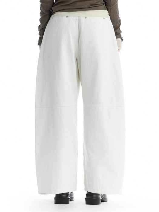 Wconcept_Treemingbird Double-Knee Balloon-Fit Denim Pants [ White ]