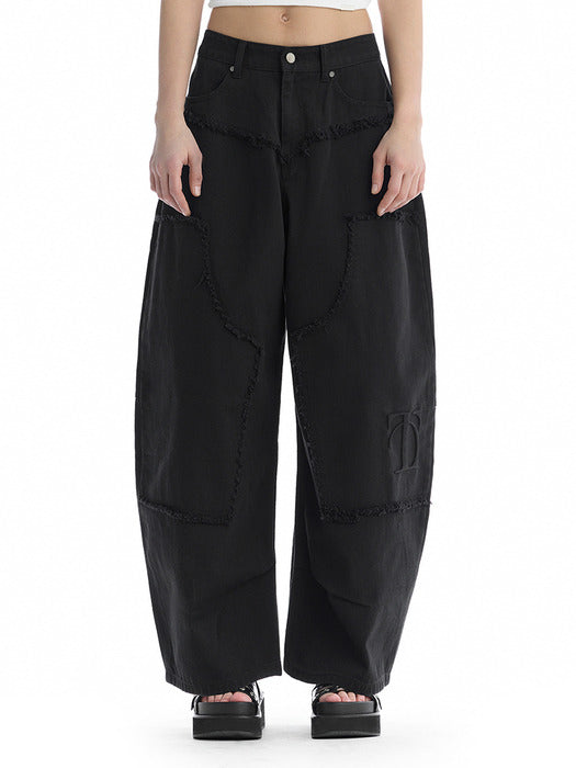 Wconcept_Treemingbird Double-Knee Balloon-Fit Denim Pants [ Black ]