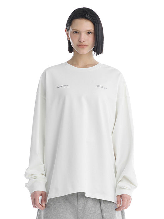 Wconcept_Treemingbird Lettering Oversized Unisex Long-Sleeve T-Shirts [ White ]
