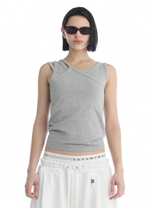 Wconcept_Treemingbird Double Strap Jersey Sleeveless Top [ Melange Gray ]