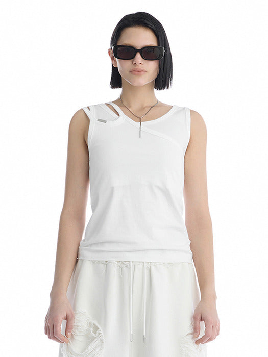 Wconcept_Treemingbird Double Strap Jersey Sleeveless Top [ White ]