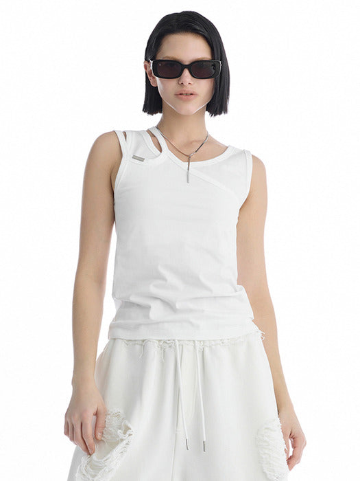 Wconcept_Treemingbird Double Strap Jersey Sleeveless Top [ White ]
