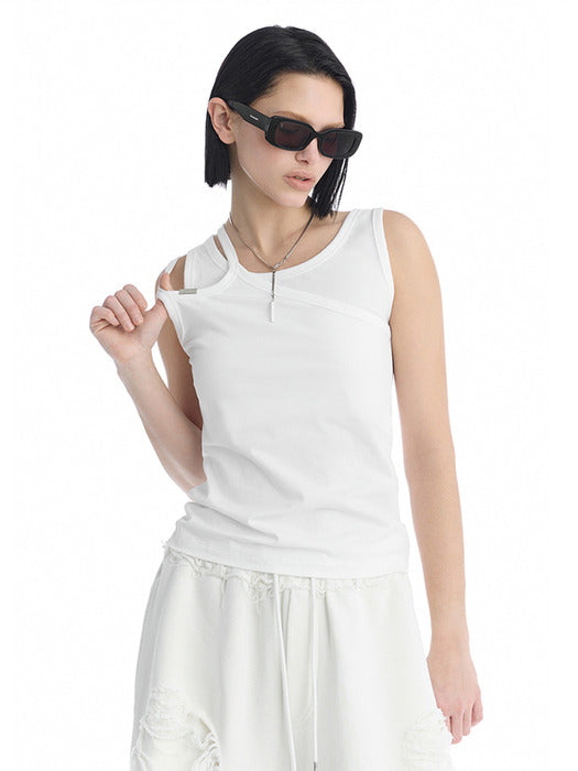 Wconcept_Treemingbird Double Strap Jersey Sleeveless Top [ White ]