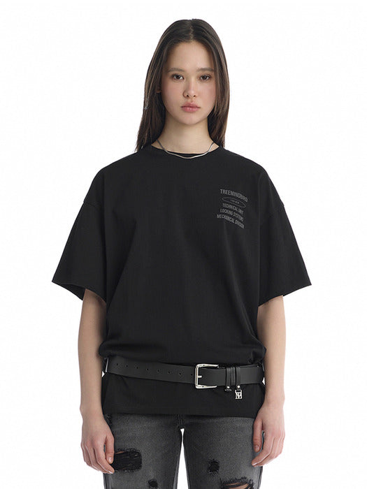 Wconcept_Treemingbird Oversized Graphic T-Shirts [ Black ]