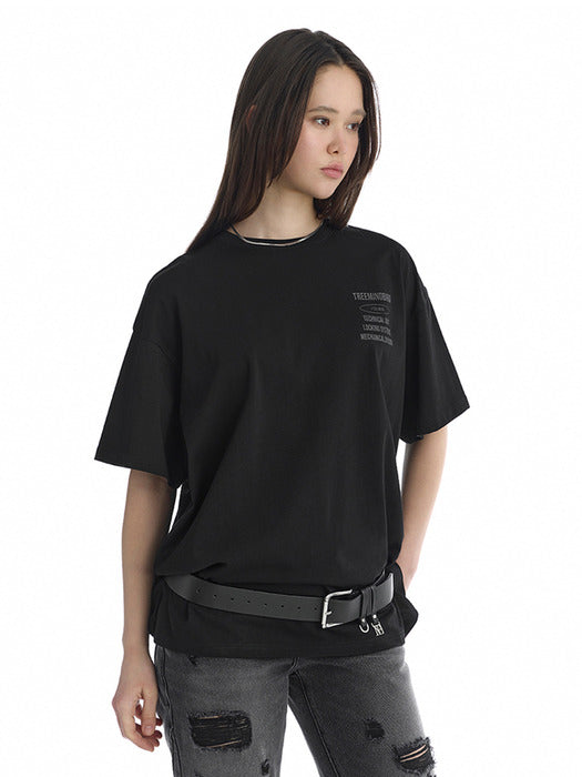 Wconcept_Treemingbird Oversized Graphic T-Shirts [ Black ]