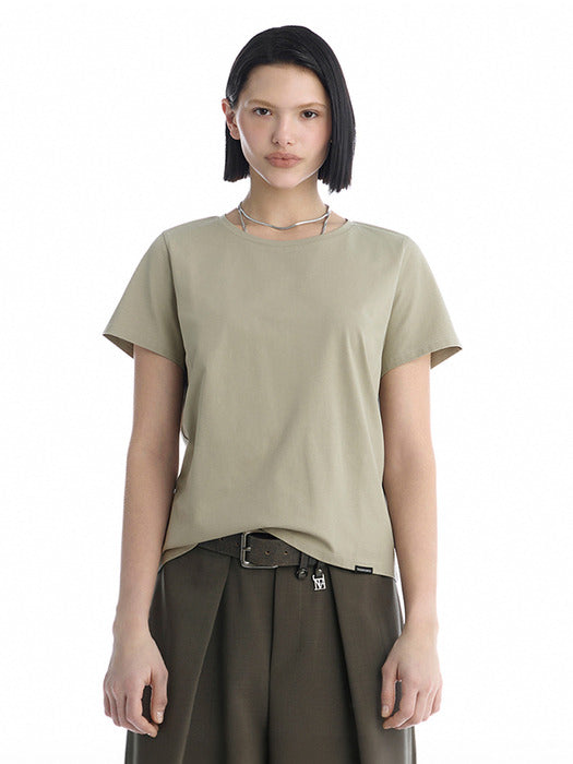 Wconcept_Treemingbird Essential Silky Cotton T-Shirts [ Light Khaki ]