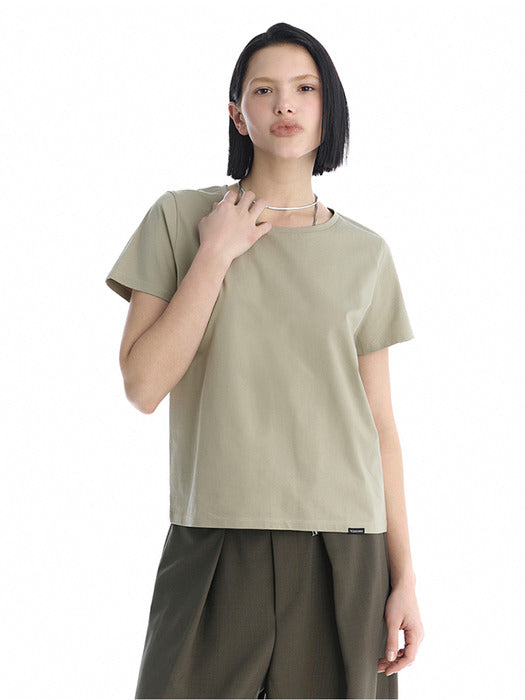 Wconcept_Treemingbird Essential Silky Cotton T-Shirts [ Light Khaki ]