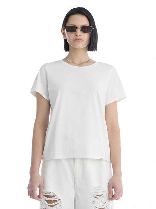 Wconcept_Treemingbird Essential Silky Cotton T-Shirts [ White ]