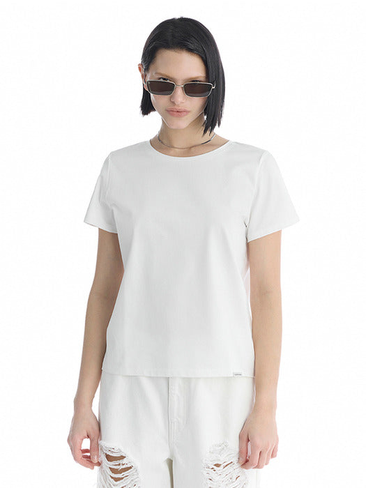 Wconcept_Treemingbird Essential Silky Cotton T-Shirts [ White ]