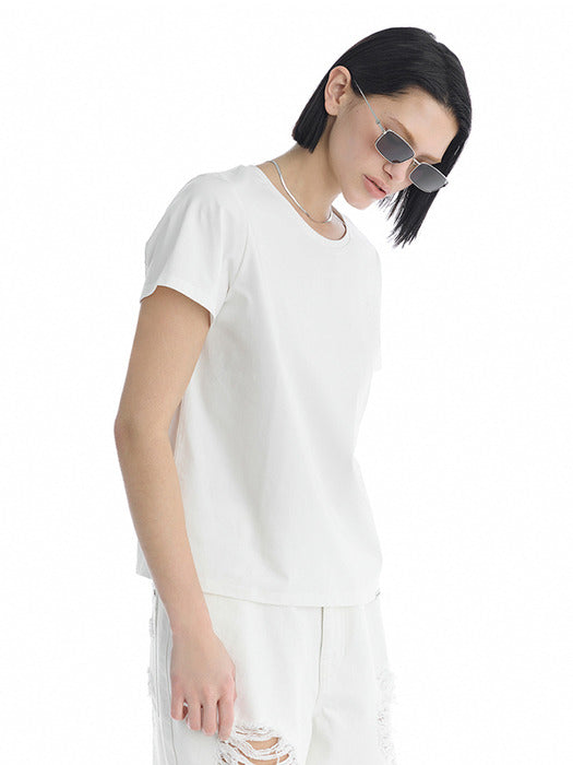 Wconcept_Treemingbird Essential Silky Cotton T-Shirts [ White ]