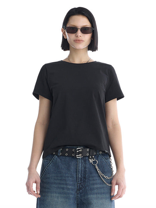Wconcept_Treemingbird Essential Silky Cotton T-Shirts [ Black ]