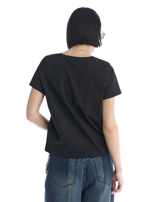 Wconcept_Treemingbird Essential Silky Cotton T-Shirts [ Black ]
