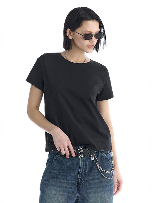 Wconcept_Treemingbird Essential Silky Cotton T-Shirts [ Black ]