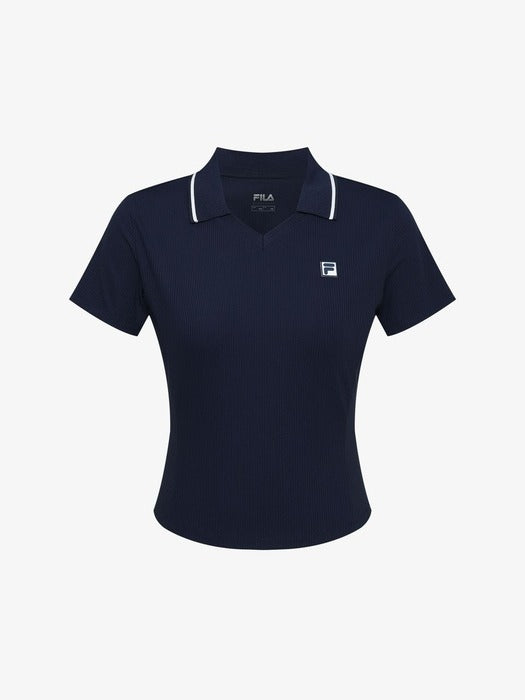 [fila] Women's Ribbed Crop Collar Short-Sleeve T-Shirt_FS262TS11F001_472