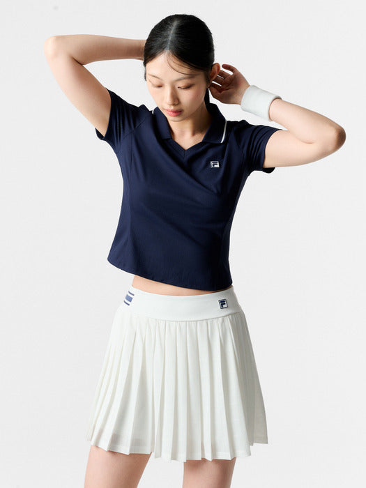 [fila] Women's Ribbed Crop Collar Short-Sleeve T-Shirt_FS262TS11F001_472