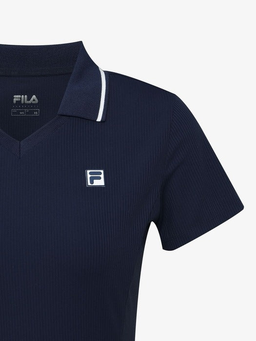 [fila] Women's Ribbed Crop Collar Short-Sleeve T-Shirt_FS262TS11F001_472