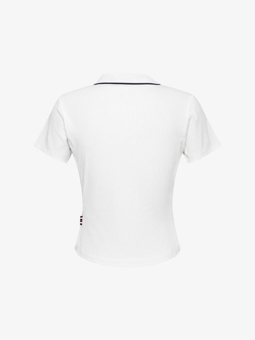 [fila] Women's Ribbed Crop Collar Short-Sleeve T-Shirt_FS262TS11F001_191